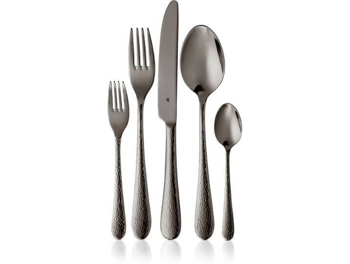 Besteck-Set WMF Sitello , schwarz (midnight), 30 Stk., Cromargan Edelstahl Rostfrei 18/10, Essbesteck-Sets, geschmiedete Messer, farbecht, Wellenschliff, spülmaschinenfest