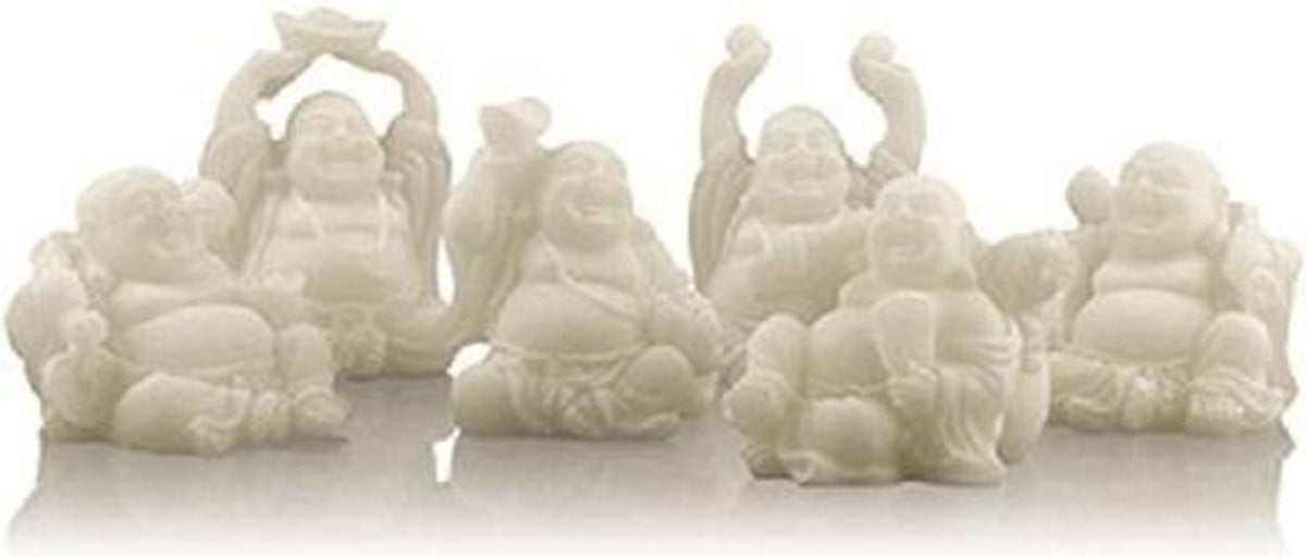 Set van 6 Boeddha Sneeuwkwarts Beeldjes voor op tafel