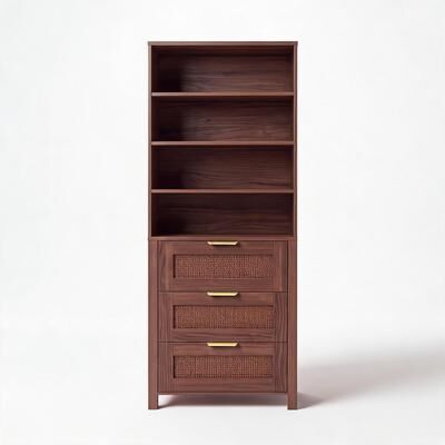 YUN Three Drawer Bookcase with Durable Storage and Space-Saving Design for Home Office