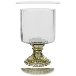 Christmas Decorations 1 Windlicht Glas 15x25cm Windlichtglas Teelichthalter Teelichtgläser Kerzenhalter Glasvase für Hochzeit Geburtstag Weihnachten Gold Klar