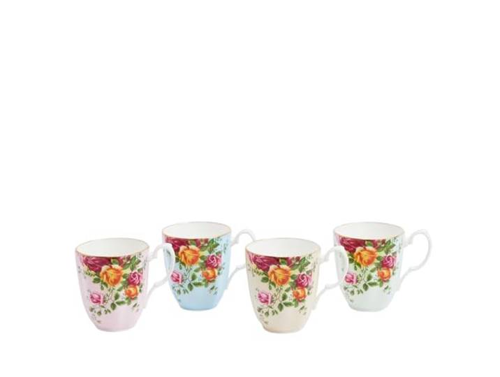 Royal Albert Old Country Roses Tasse, 4er-Set, 383 ml, verschiedene Farben