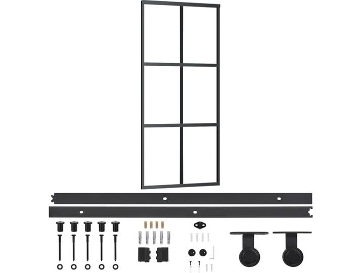 vidaXL Porte coulissante avec ferrure verre ESG & aluminium 90x205 cm