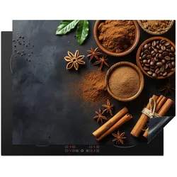 HERDABDECKPLATTE Zimt - Beton - Kaffee - Zimtstangen - Gewürze Induktionsmatte 77x59 cm