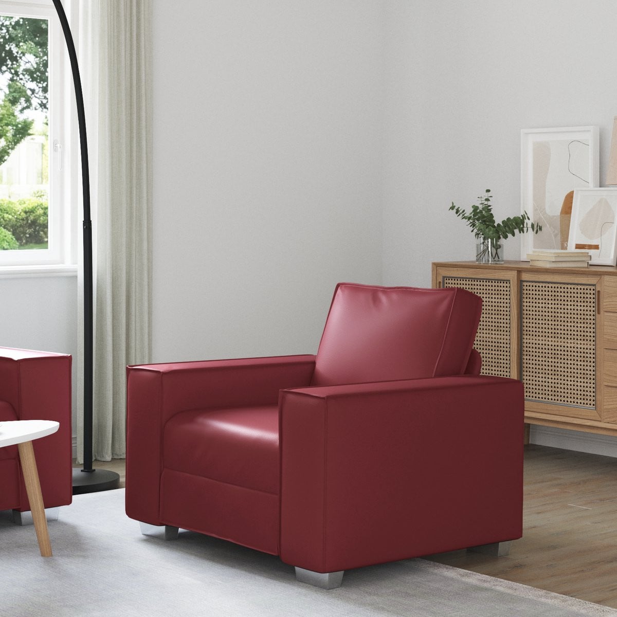 vidaXL Moderne Sofa in Wijnrood Kunstleer - 100 cm
