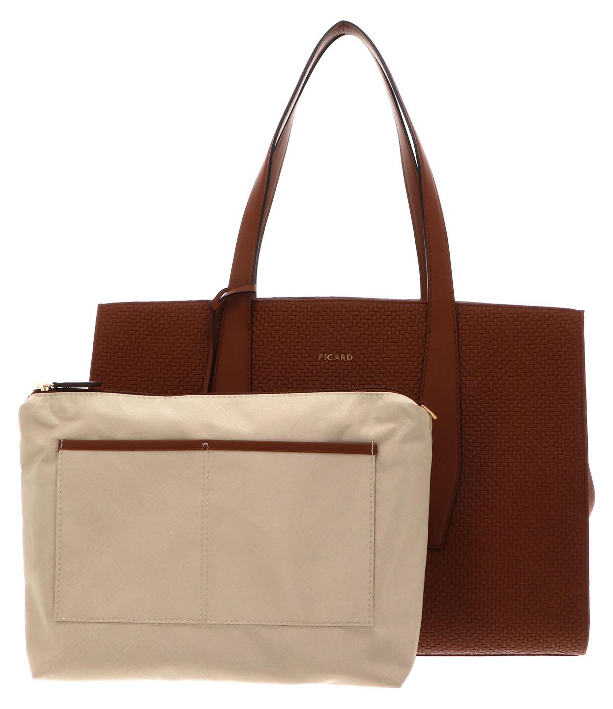 PICARD Leder Schultertasche Day Trip Shopper Cognac braun
