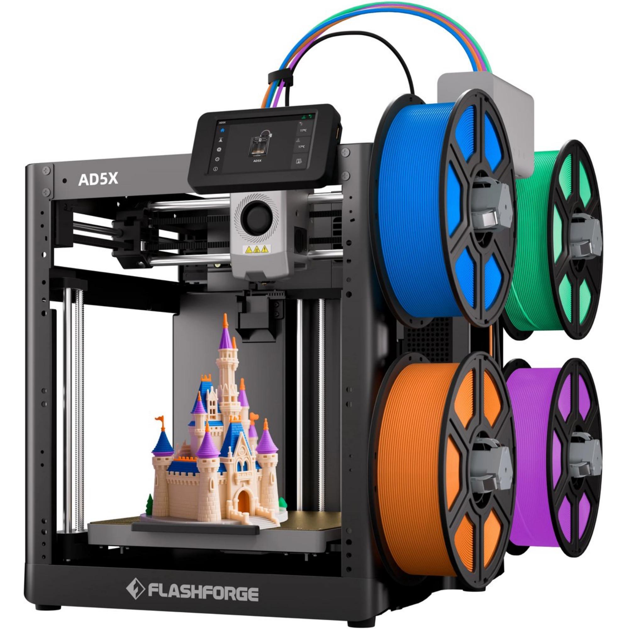 Flashforge Adventurer 5X Hochgeschwindigkeits Multicolor 3D-Drucker mit Touchscreen - Intelligentes Filamentsystem - 4 Spulen - 600 mm/s