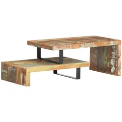 Décoshop26 - Set aus zwei Couchtischen aus recyceltem farbigem Holz und Eisen DEC031239 DEC031239