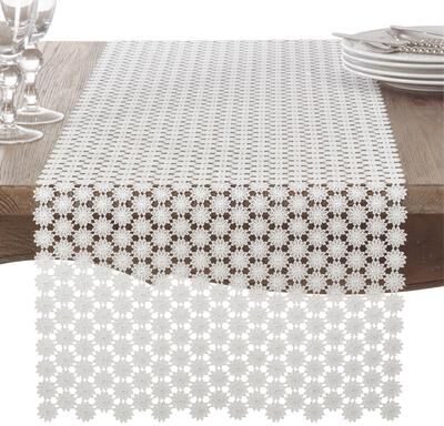 Saro Lifestyle Openwork Floral Design Antique Style Lace Table Runner