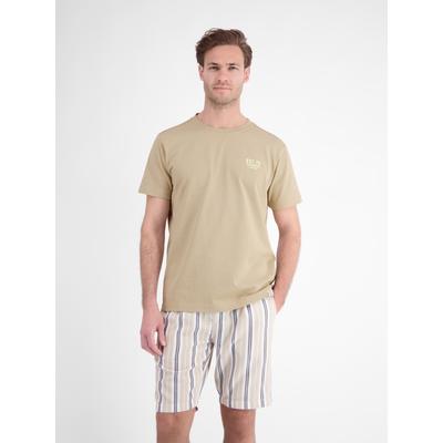 T-Shirt LERROS "Baumwoll-T-Shirt mit bequemem Rundhalsausschnitt und Print", Herren, Gr. XXL, gravel beige, 100% Baumwolle, Rundhals, Shirts T-Shirt