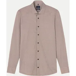 Modern-Fit Businesshemd mit Karo-Muster Beige 40