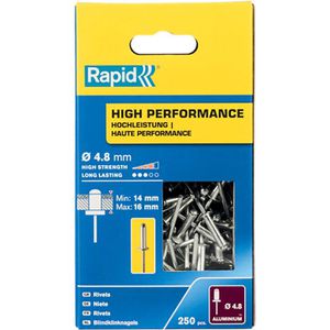 Rapid Blindnieten 5001439, Aluminium, 250 Stück, Ø 4,8mm x Länge 20mm
