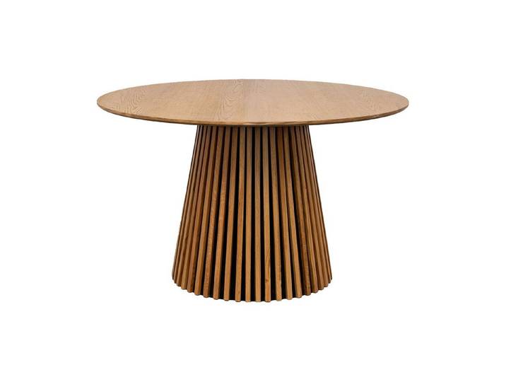 freiraum Kulissen-Esstisch Osaka, rund, Lamelle, in Eiche furniert natur geölt - 75x120 (HxD)