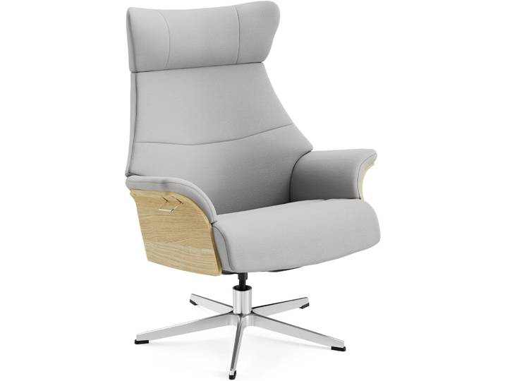 Conform Komfortabler Sessel Airness Stoff, Eiche, Aluminium 7 soft grey B 81 cm T 163 cm H 101 cm - Farbe: 07 soft grey - Möbel Konfigurator: