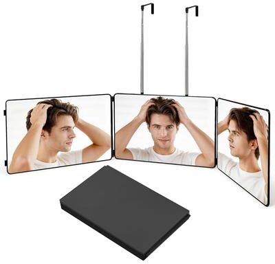 Fusion Finds Rechargeable Mirror With LED Lights & Shelf Self Haircut Mirror For Grooming & Makeup black no Led