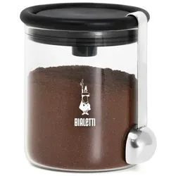 Bialetti Kaffee-Aromabehälter aus Glas - für 250g Kaffee - Deckel mit Standvorrichtung - inkl. Löffel