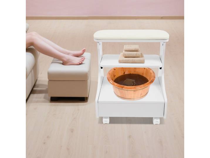 Repose-pieds pour pédicure et manucure, chariot de mobilier avec roulettes pour bain de pieds et tabouret de bain de pieds