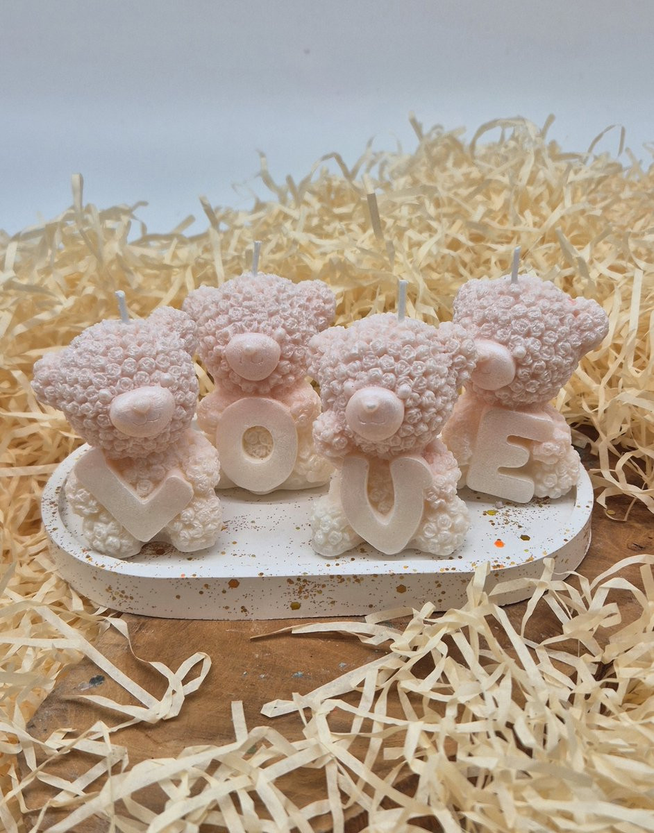 Bears of Love Figuurkaarsen Set - Decoratieve Geurkaarsen voor Valentijnsdag