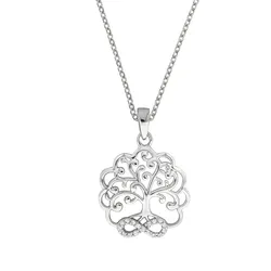 Zeeme Silber Halskette 925 Sterling Silber rhodiniert Lebensbaum