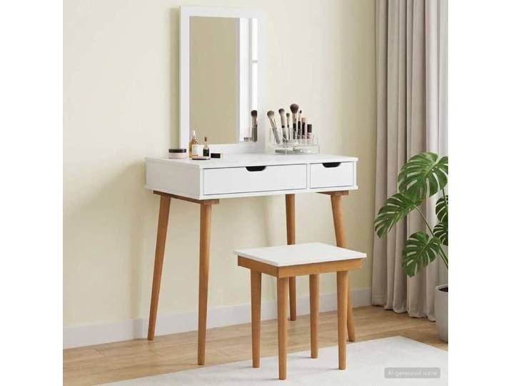 ELORAN®Ensemble de Coiffeuse FAUSKE - 3 pcs - Blanc - 76x50x143 cm - Table de Cosmétique Moderne_00527039