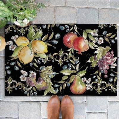 Laural Home Tuscan Fruit Sketch Outdoor Door Mat