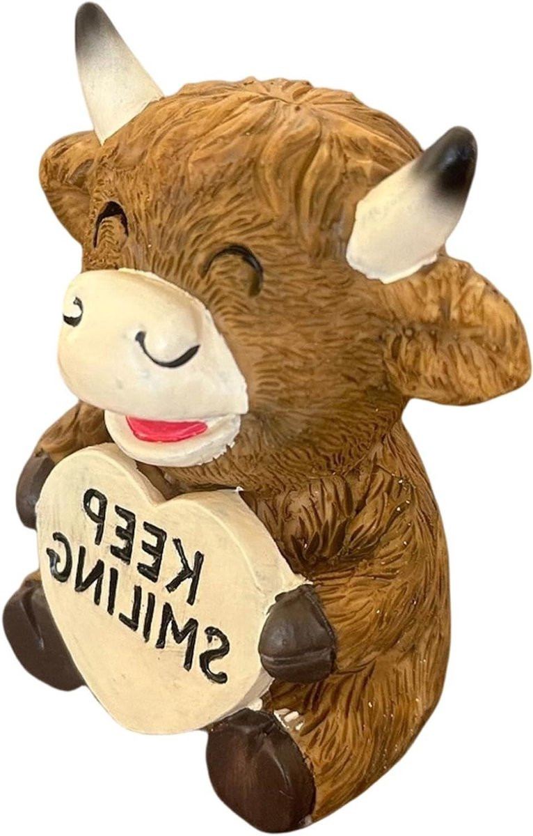 Handgemaakt Koeienfiguur van Hars voor Landelijke Decoratie - Hoogte: 9 cm