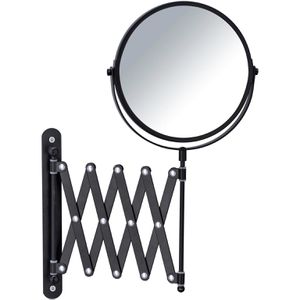 Wenko Kosmetikspiegel Teleskop Exclusiv, schwarz, 1- & 3-fach Vergrößerung, zum Schrauben, Ø Spiegel 16 cm