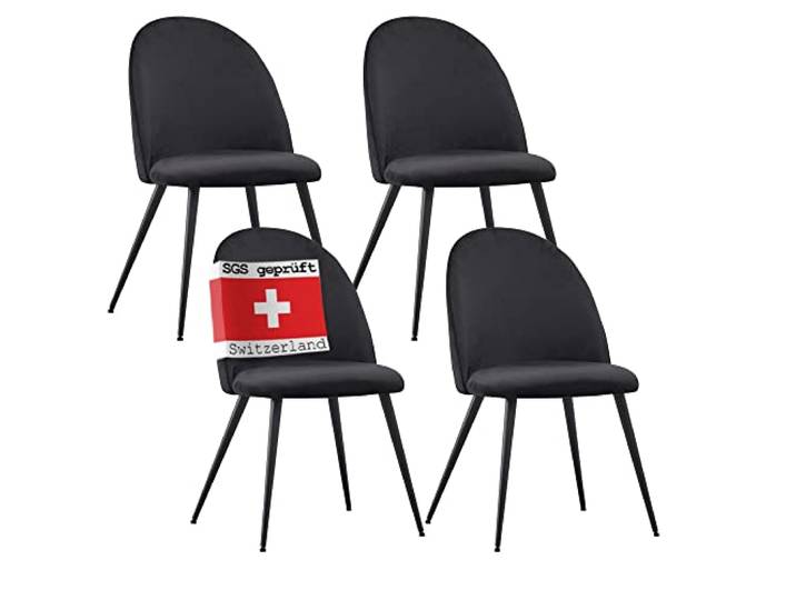 ALBATROS Esszimmerstühle mit Samt-Bezug 4er Set Capo, Schwarz - Stilvolles Vintage Design, Samt-Bezug, SGS geprüfter Polsterstuhl - Moderner Küchenstuhl, Stuhl Esszimmer oder Esstisch Stuhl