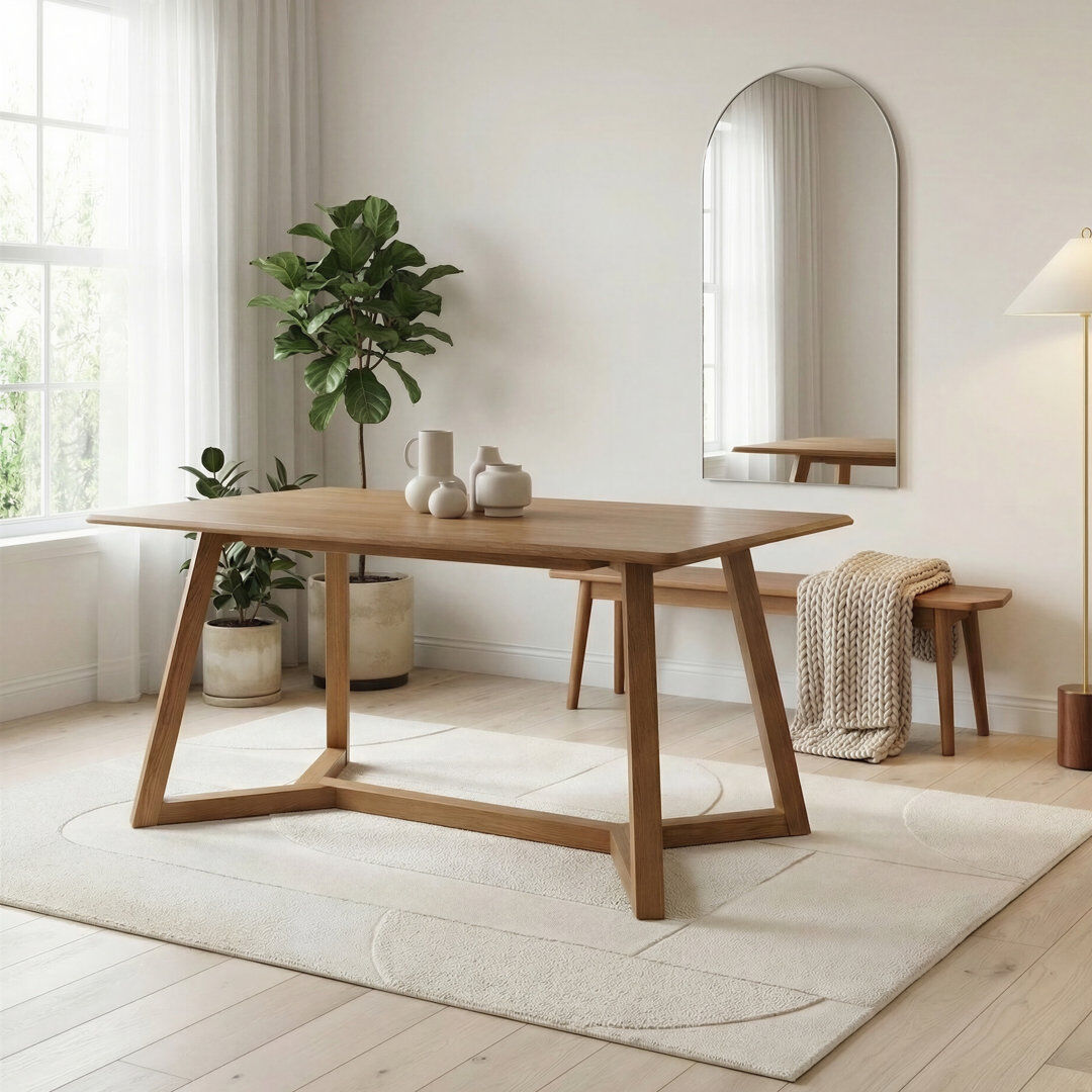 Canora Grey Lullyworth Rectangular Rubberwood 6 Seater Dining Table - Scandi Inspired Style Brown