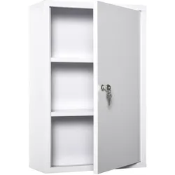 MEDIZINSCHRANK Arzneischrank Erste-Hilfe-Schrank mit Schloss 3 Fächer Stahl Weiß