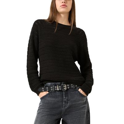 Strickpullover QS, Damen, Gr. XXL, schwarz, Strick, Obermaterial: 50% Baumwolle, 50% Polyacryl, unifarben, figurumspielend taillenbedeckt, Rundhals, Raglanärmel Rollkante, Pullover Strickpullover, Raglanärmel sorgen für mehr Beweglichkeit