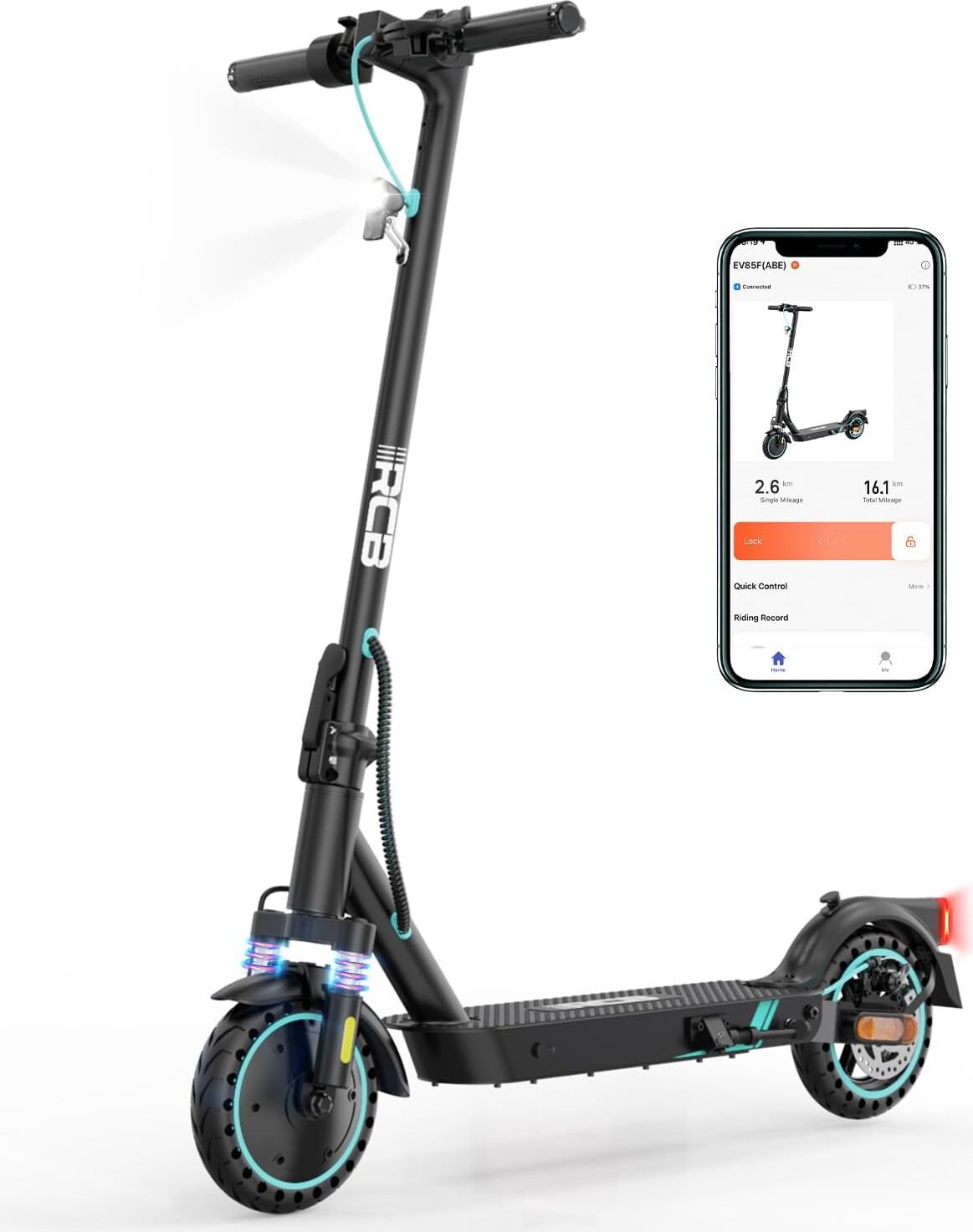 RCB EV85F Elektroroller, E-Scooter mit Straßenzulassung (ABE), 8,5 Zoll,400W Motor,MAX 20km/H,Dreistufige Getriebestellung,Faltbarer e Roller, APP-Steuerung, Max Belastung 120 kg,Doppelstoßdämpfer