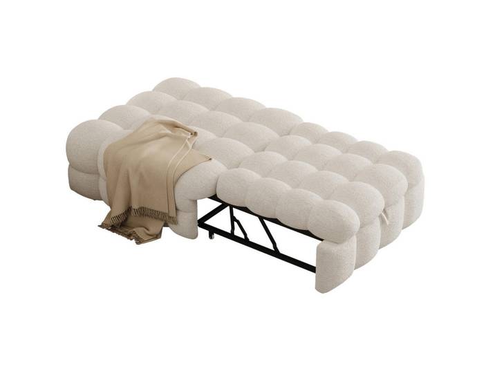 Modfu Bett aus Lammfell-Optik 70x180 cm Beige als 2-in-1-Fußhockerbett, platzsparend und weich gepolstert, Rosa, 70x180 cm, Schlafzimmer, Betten