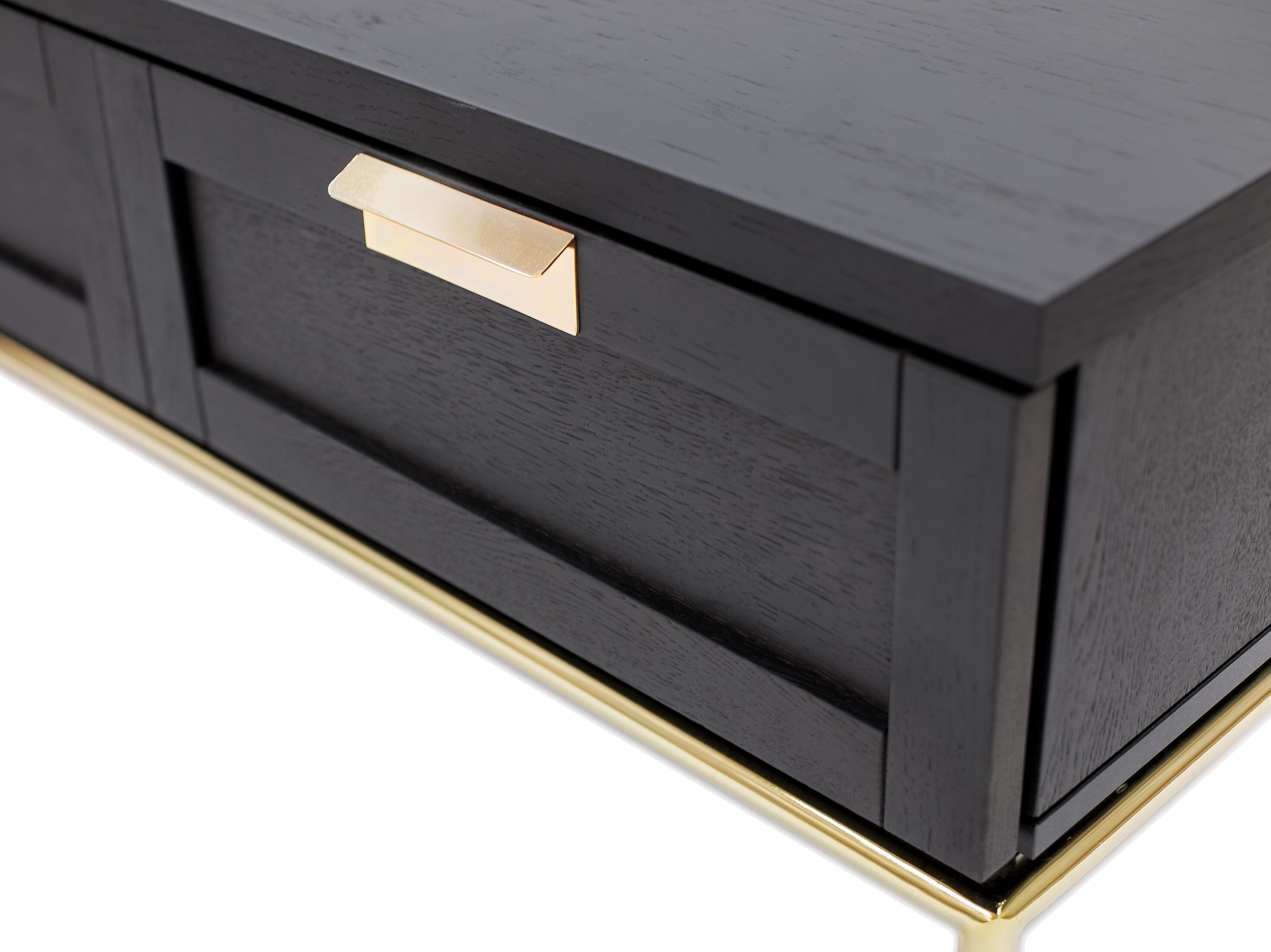 Lowboard HOME AFFAIRE, schwarz (schwarz, messing), B:150cm H:40cm T:44cm, Sideboards, Lowboard, Kommode, Holzfurnier aus Walnussbaum, skandinavisches Design schwarz, messing B/H/T: 150cm x 40cm x 44cm, 3 Stk., Eiche