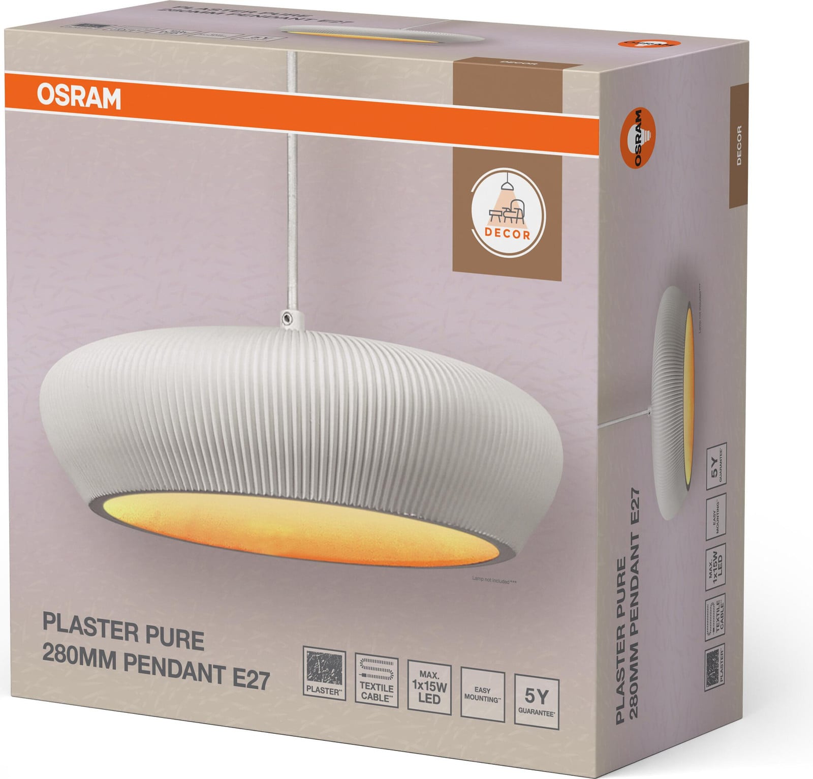 Osram Decor Plaster Pure hanglamp donkergrijs met E27-fitting