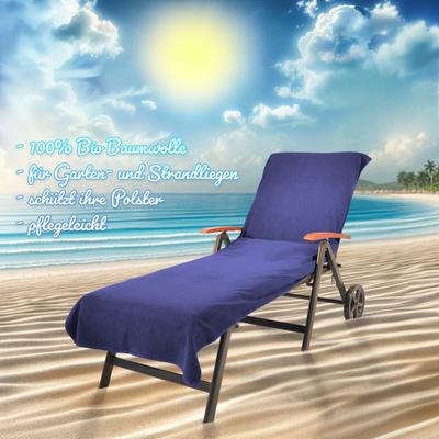 Strandtuch KINZLER "Frottee-Liegenbezug, 100% Baumwolle, Schonbezug für Gartenliegen", blau, B:78cm L:200cm, Walkfrottee, Baumwolle, Handtücher, Liegen-Handtuch, Uni Farben, 78x200 cm, auch als 2er Set