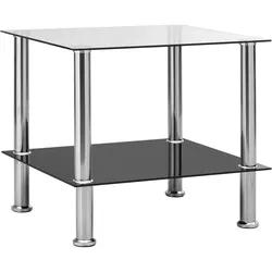 Décoshop26 - Beistelltisch Wohnzimmermöbel 45 x 50 x 45 cm klares gehärtetes Glas und Stahl DEC032544