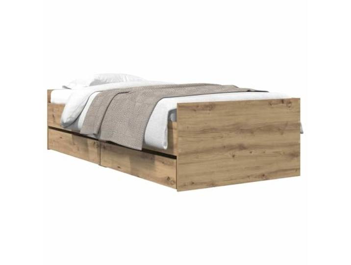 KTHLBRH Bettgestell mit Schublade, Eichenholz, handgefertigt, 90 x 190 cm Massives Kiefernholz, rustikales Design, einfache Montage, geringe Wartung