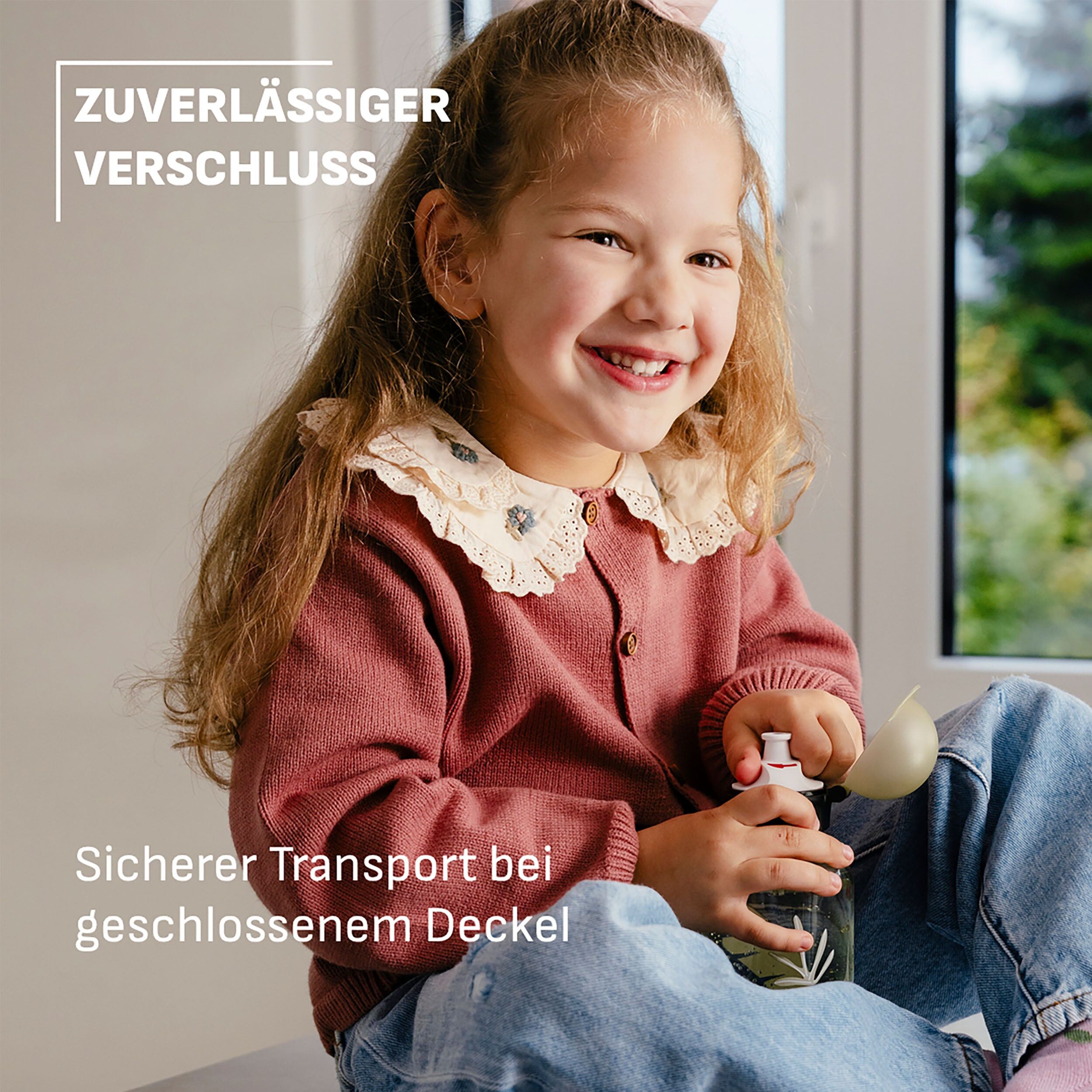 Kindergeschirr-Set EMSA "Kids", grün (grün, motiv: affe), 2, Kunststoff, Polypropylen, Tritan™, Geschirr-Sets, Kindergeschirr-Set, Tritan-Trinkflasche, 0,6 l, Vorratsdose mit herausnehmbarem Trenner