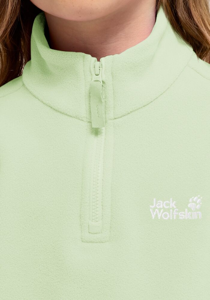 Fleecepullover JACK WOLFSKIN "TAUNUS 100 HZ K", Kinder, Gr. 128, grün (melon), Obermaterial: 100% Polyester, Sweatshirts Fleecepullover, mit leichtem Fleece, aus Polyester melon 128