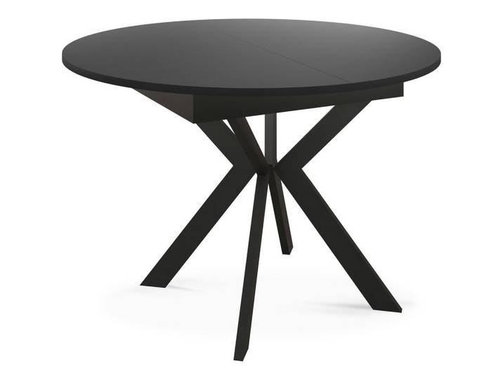 ESSTISCH Lily runder ausziehbarer, Schwarz 100-140/100/76 cm