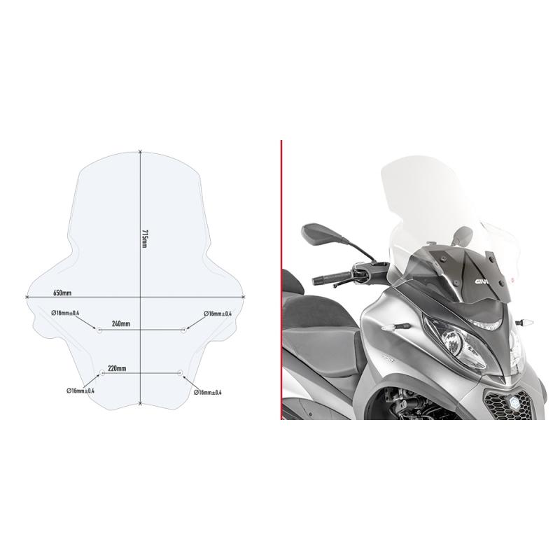 Pare-brise Givi Piaggio MP3 350/500 Sport 18-21 clair