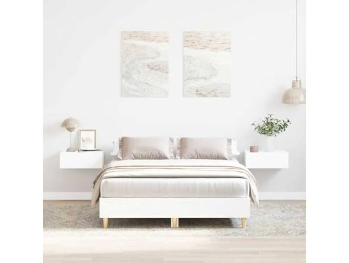 RJPLMFV Bettgestell, Weiß, 140 x 190 cm, Holz Lattenrost inklusive, robuste Füße, stabil und langlebig, für Schlafzimmer