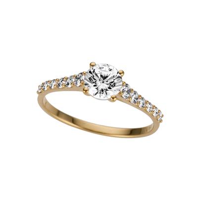 Goldring FIRETTI "Schmuck Geschenk Gold 333 Damenring Goldring" Gr. 19, gold (gelbgoldfarben, kristallweiß), Fingerringe, Damen, 19, Gelbgold 333, Goldring, mit Zirkonia (synth.)