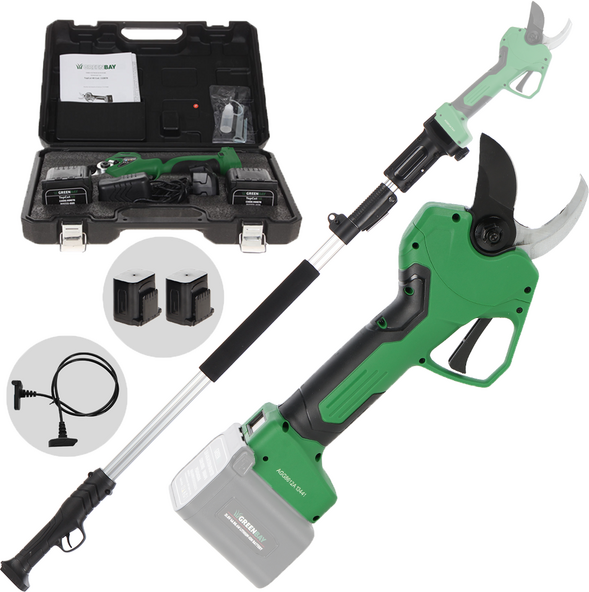 GreenBay TopCut 45 - Sécateur électrique de taille sur perche 150-210 cm - 2x21,6V 4Ah - Diamètre de coupe 45 mm
