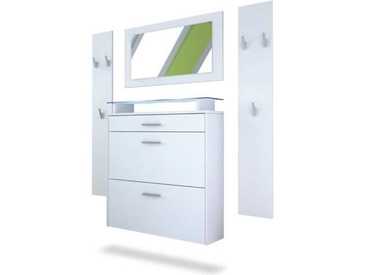 Vladon Ensemble de meubles d'entrée Malea en Blanc mat - Blanc mat