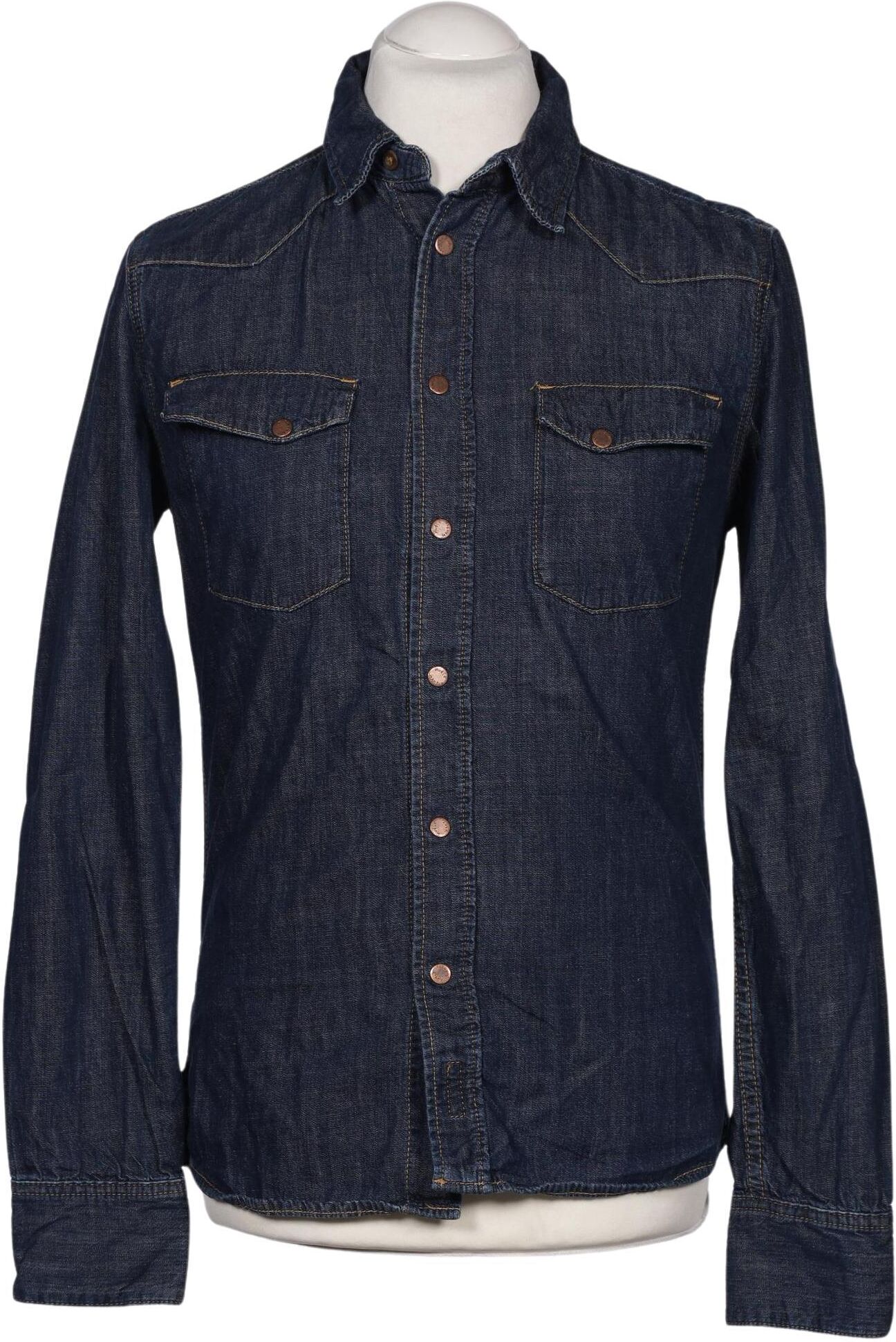 Nudie Jeans Herren Hemd, Marineblau, Gr. M, Baumwolle - Second Hand