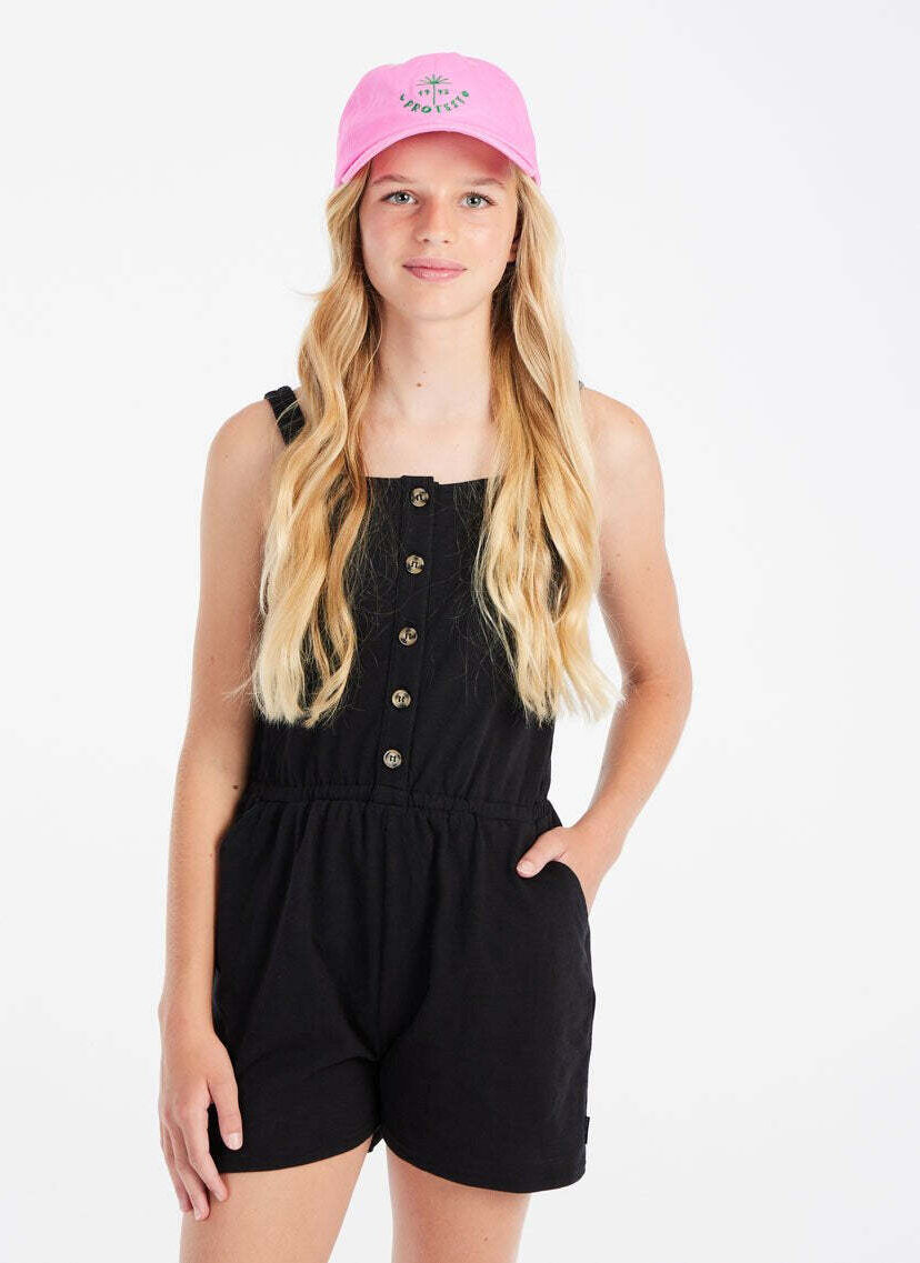 Jumpsuit PROTEST "Jumpsuits PRTSimba JR", Mädchen, Gr. 116, EURO, schwarz (true schwarz), Obermaterial: 60% Baumwolle CO. 40% Polyester PES., Overalls Jumpsuit true schwarz 116, EURO