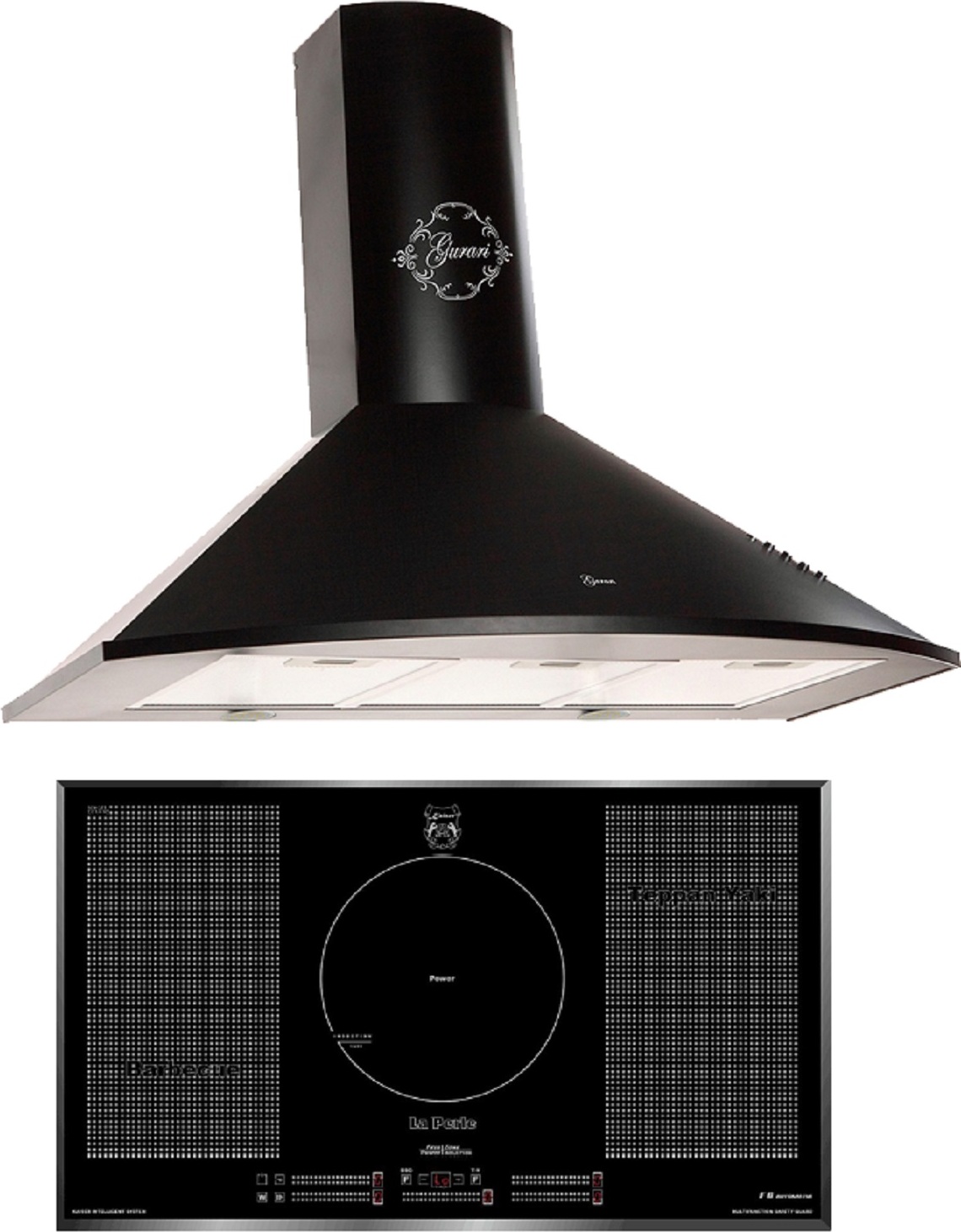 Gurari GCH 046 BL 9 Dunstabzugshaube 90cm + Induktions-Kochfeld KCT 97 FI La Perle