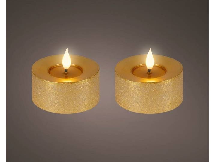 Lumineo Led theelicht 3d vlam goud