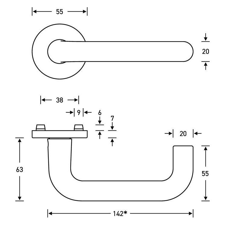 FSB Rosettengarnitur 12 1070 Edelstahl F69 rund PZ DIN links / rechts Kugel D/K (Türgarnitur) (0 12 1070 01510 6204)